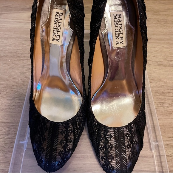 Badgley Mischka black lace heels - Picture 3 of 5